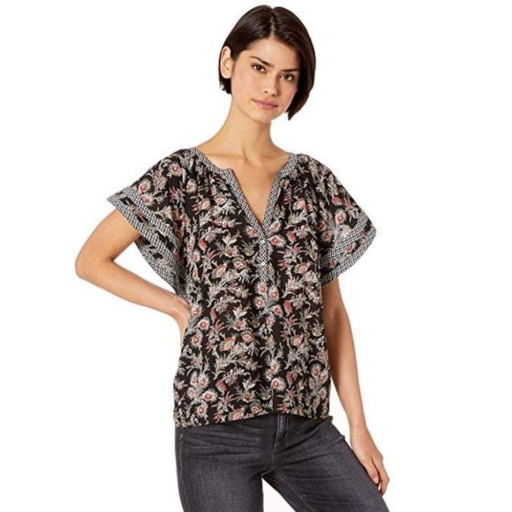 Joie Laurina Pattern Mic Flutter Sleeve Cotton Bl… - image 8